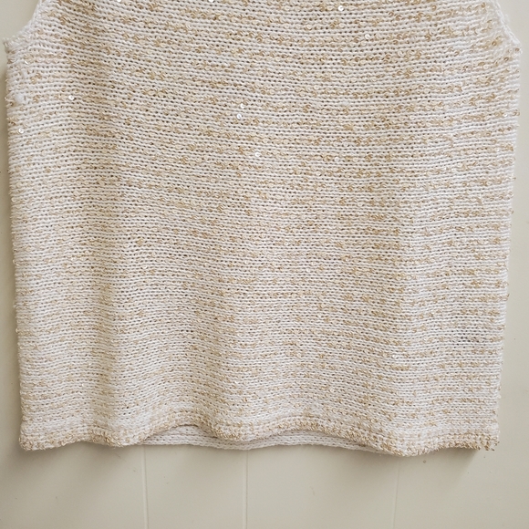 Sigrid Olsen Linen Hand Knit Sleeveless Blouse Sequin Embellished Size Medium - Picture 4 of 11